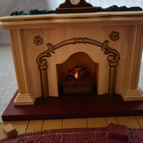 Hallmark 1993‎ Bearinger Flickering Fireplace Working Lit Tabletop Display Vtg - Picture 1 of 11